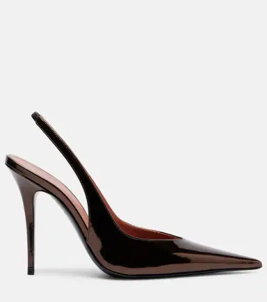 Amina Muaddi Anok 105 mirrored leather slingback pumps | Thumbnail 2