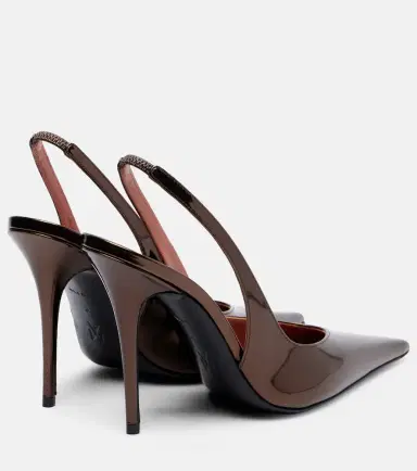 Amina Muaddi Anok 105 mirrored leather slingback pumps | Thumbnail 3