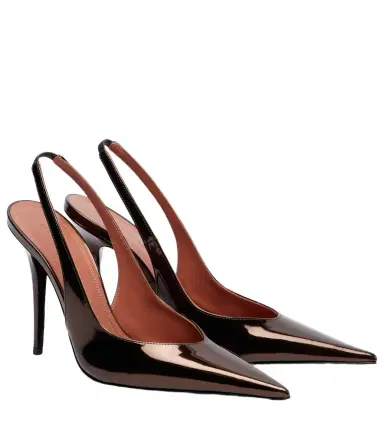 Amina Muaddi Anok 105 mirrored leather slingback pumps | Thumbnail 1