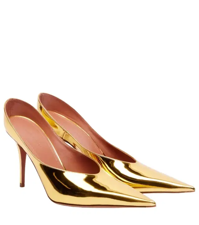 Amina Muaddi Anok 90 metallic leather pumps