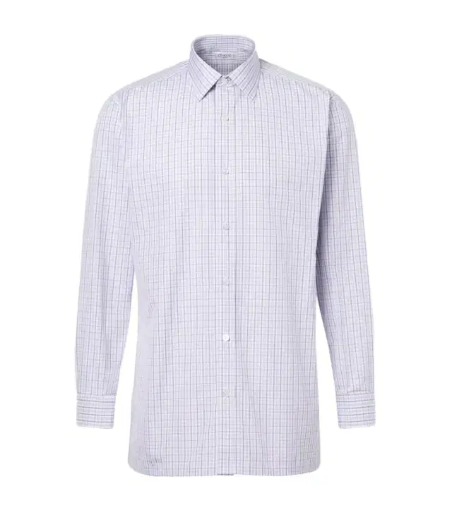 Checked cotton poplin shirt
