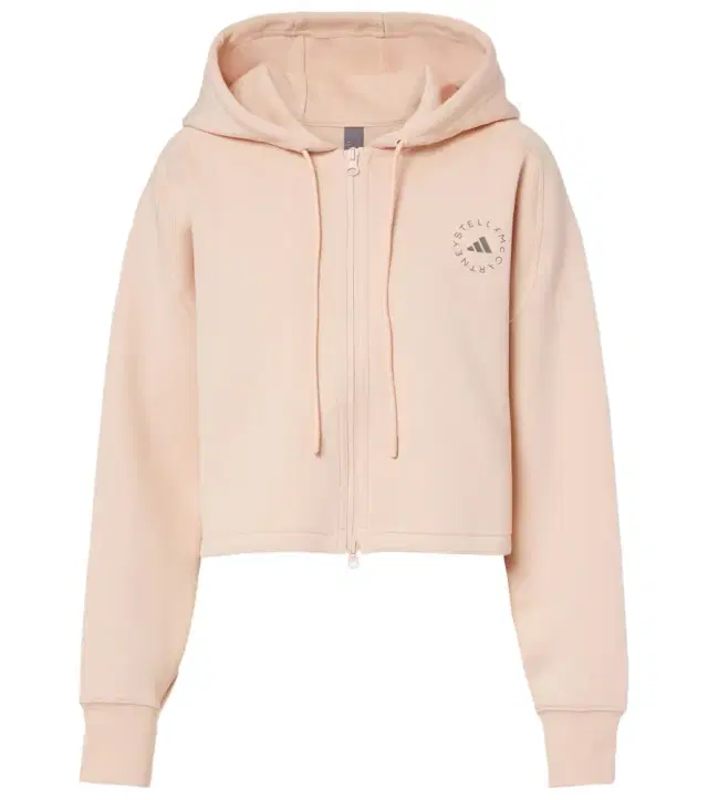 Adidas by Stella McCartney Cropped cotton-blend hoodie