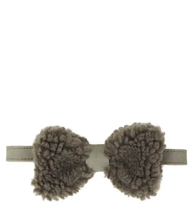 Donsje Furro leather-trimmed teddy bow tie