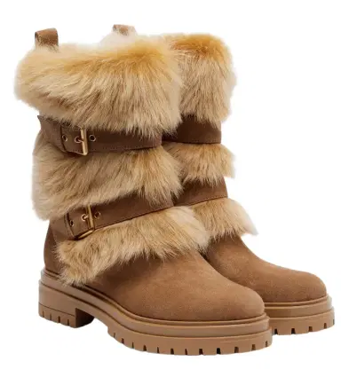 Gianvito Rossi Maverick suede and shearling biker boots | Thumbnail 1 Gianvito Rossi Maverick suede and shearling biker boots | Thumbnail 1