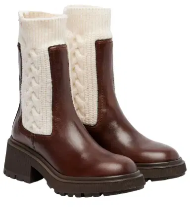 Jimmy Choo Tamia cable-knit leather ankle boots | Thumbnail 1