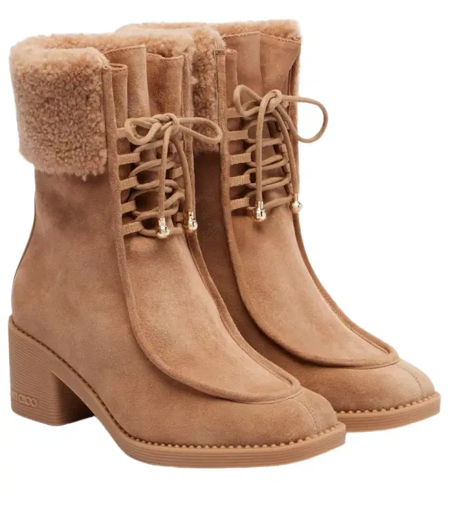 Hali shearling-trimmed suede ankle boots