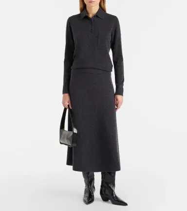 Jardin des Orangers Wool and cashmere midi skirt | Thumbnail 5