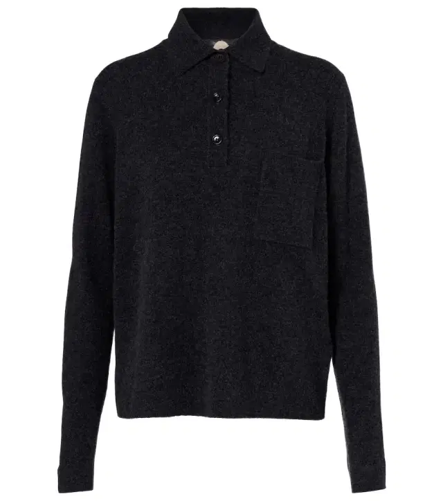 Wool and cashmere polo sweater