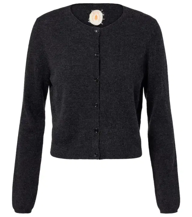 Cropped wool and cashmere cardigan
