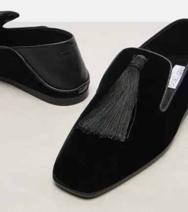 Jimmy Choo Eliot Slipper leather-trimmed velvet slip-on shoes | Thumbnail 3