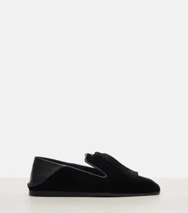 Jimmy Choo Eliot Slipper leather-trimmed velvet slip-on shoes | Thumbnail 4
