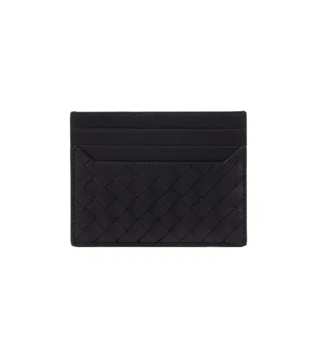 Intrecciato leather card holder