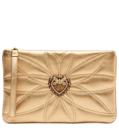 Dolce & Gabbana Devotion Mini metallic leather pouch | Thumbnail 1