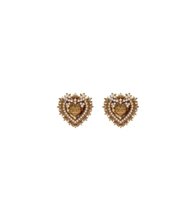 Dolce & Gabbana Devotion embellished clip-on earrings