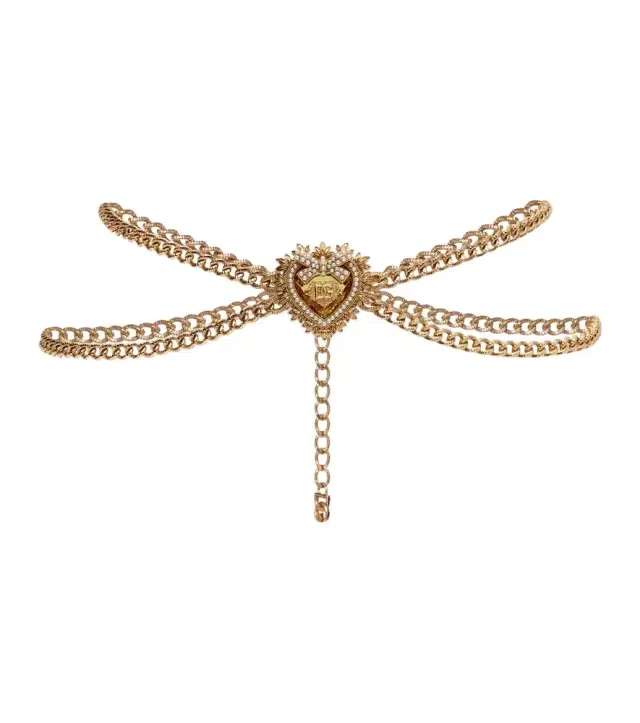 Dolce & Gabbana DG faux pearl-embellished chain belt