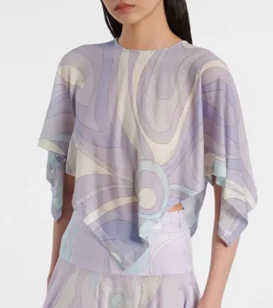PUCCI Orchidee asymmetric wool-blend crop top | Thumbnail 2