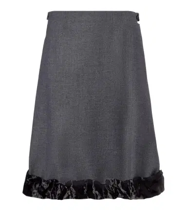 Prada Satin-trimmed wool midi skirt | Thumbnail 1
