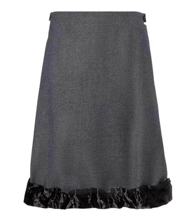 Prada Satin-trimmed wool midi skirt