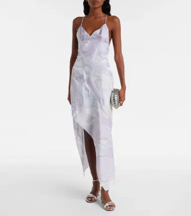 Pucci Marmo asymmetric silk twill maxi dress | Thumbnail 2
