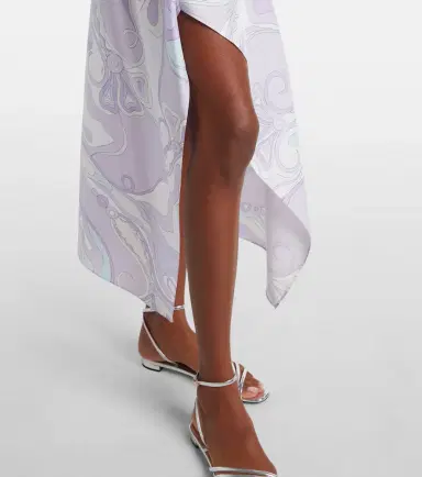 Pucci Marmo asymmetric silk twill maxi dress | Thumbnail 3