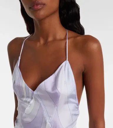 Pucci Marmo asymmetric silk twill maxi dress | Thumbnail 4
