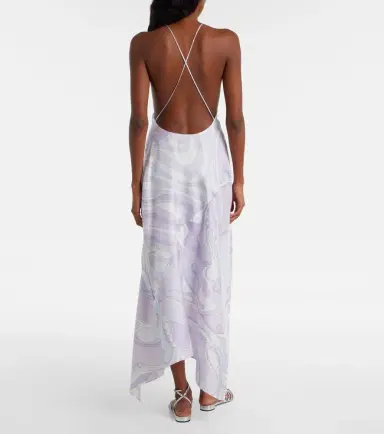 Pucci Marmo asymmetric silk twill maxi dress | Thumbnail 5