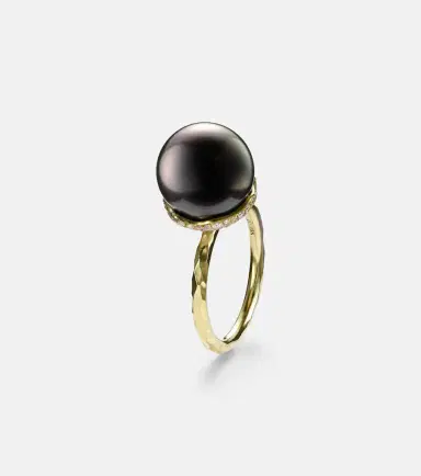 Octavia Elizabeth Orb 18kt gold ring with pearl and diamonds | Thumbnail 2