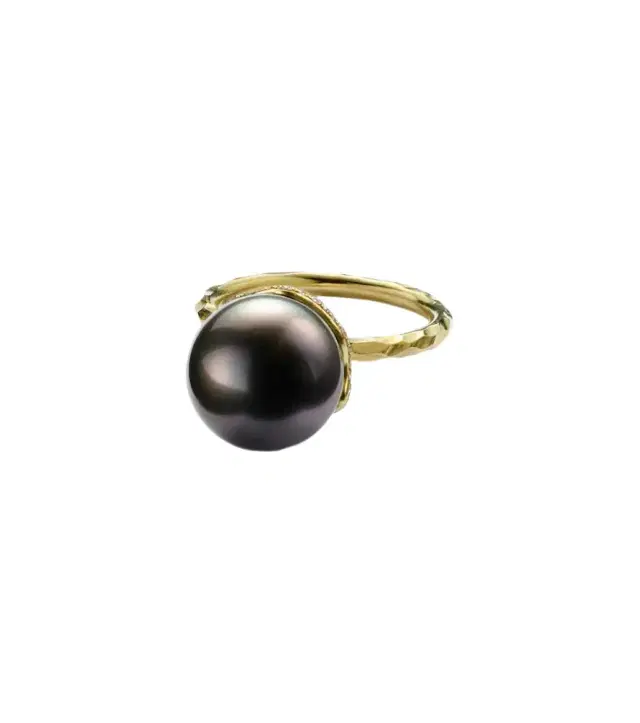 Octavia Elizabeth Orb 18kt gold ring with pearl and diamonds