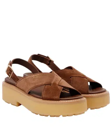 Prada Suede platform sandals | Thumbnail 1