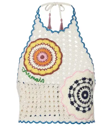 ALÉMAIS Alémais Elma crochet embroidered cotton crop top | Thumbnail 1 ALÉMAIS Alémais Elma crochet embroidered cotton crop top | Thumbnail 1