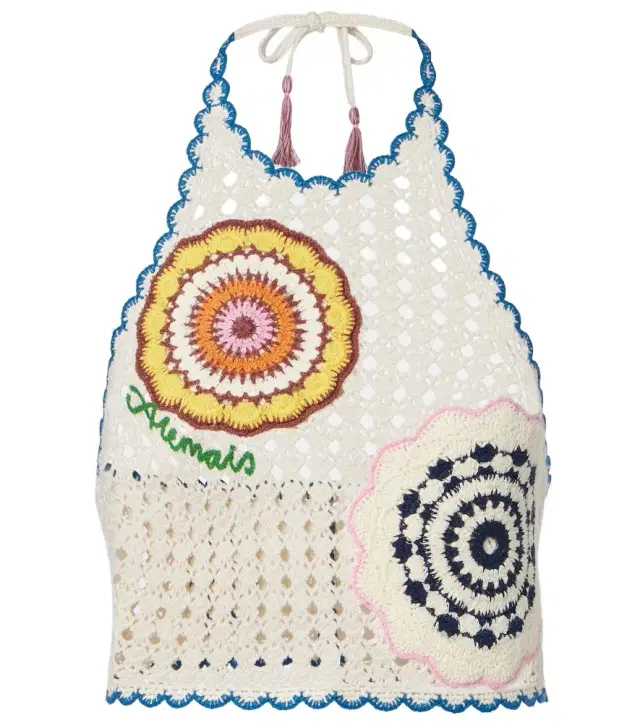 Alémais Elma crochet embroidered cotton crop top