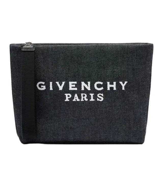 Logo cotton denim pouch