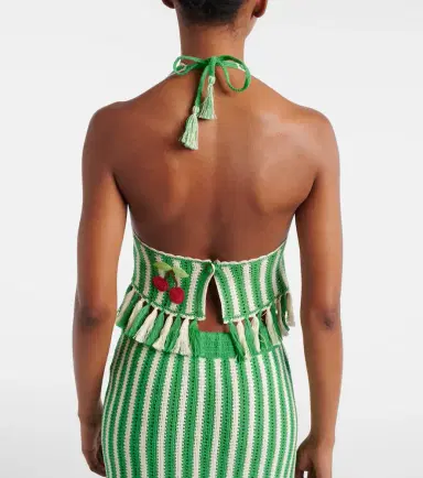 ALÉMAIS Alémais Sundae crochet embroidered cotton crop top | Thumbnail 2