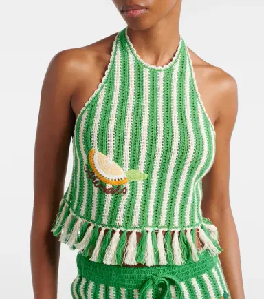 ALÉMAIS Alémais Sundae crochet embroidered cotton crop top | Thumbnail 5