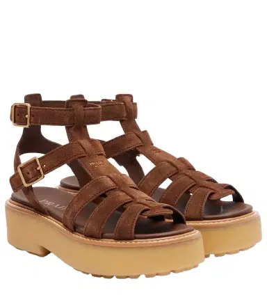 Prada Suede platform fisherman sandals | Thumbnail 1 Prada Suede platform fisherman sandals | Thumbnail 1