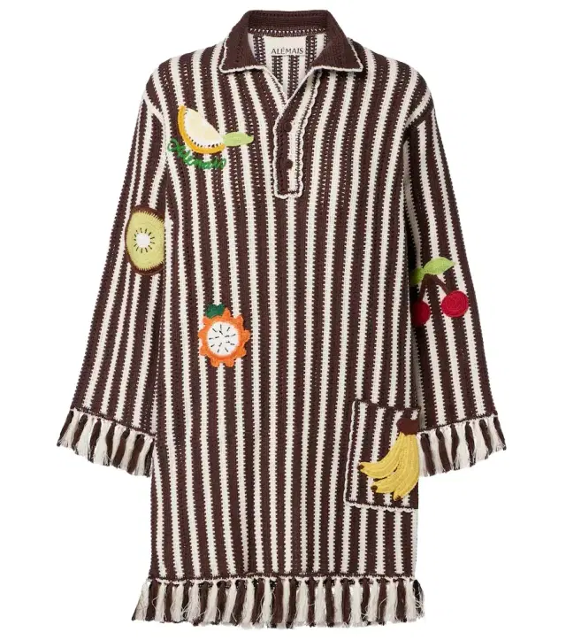 Alemais Alémais Sundae crochet embroidered cotton kaftan