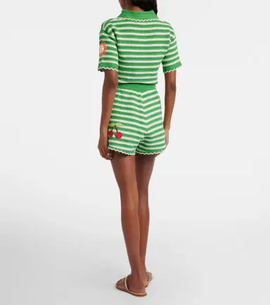 ALÉMAIS Alémais Embroidered striped cotton shorts | Thumbnail 3