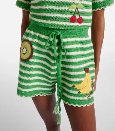 ALÉMAIS Alémais Embroidered striped cotton shorts | Thumbnail 4