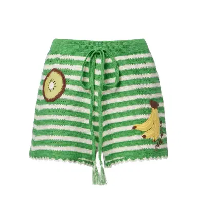 ALÉMAIS Alémais Embroidered striped cotton shorts | Thumbnail 1