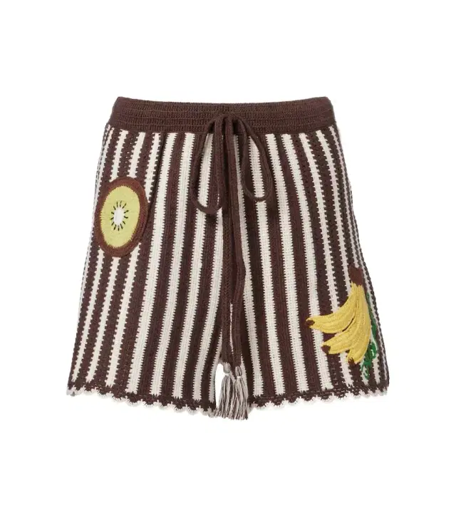 Alémais Sundae crochet embroidered cotton shorts