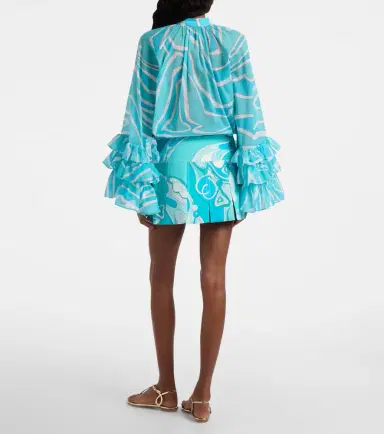 PUCCI Orchidee cotton-blend gabardine miniskirt | Thumbnail 2