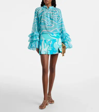 PUCCI Orchidee cotton-blend gabardine miniskirt | Thumbnail 4