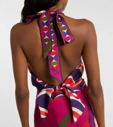 Pucci Labirinto halterneck silk satin top | Thumbnail 3