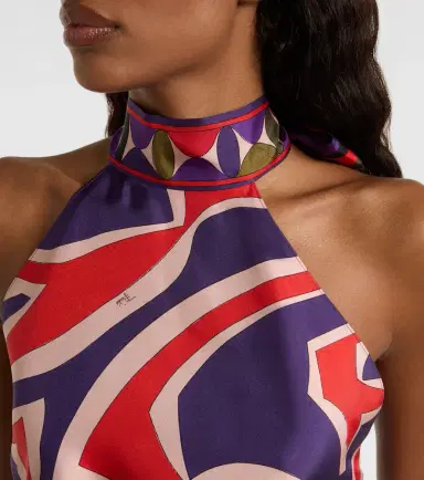 Pucci Labirinto halterneck silk satin top | Thumbnail 4