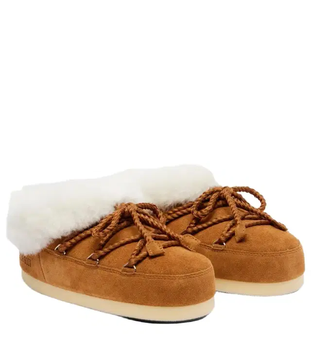 Moon Boot EVX shearling-trimmed suede mules