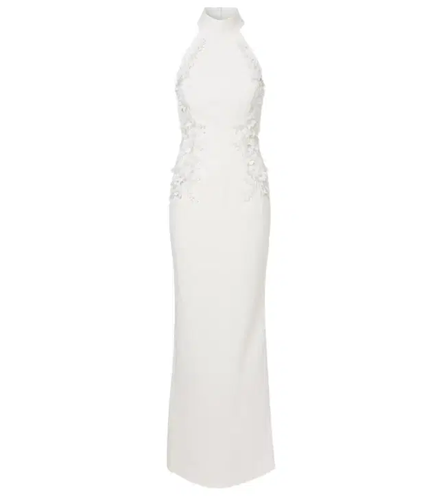 Bridal Xanthe floral-appliqué gown