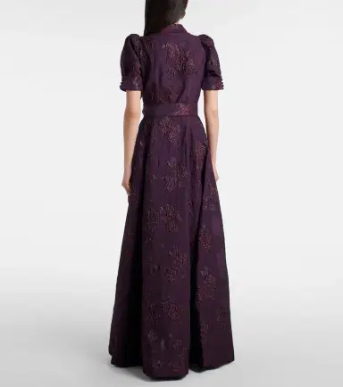 Rebecca Vallance Afina belted floral brocade gown | Thumbnail 2