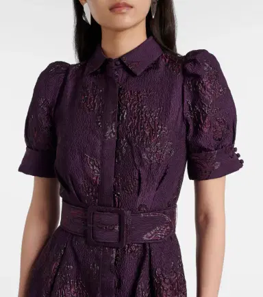 Rebecca Vallance Afina belted floral brocade gown | Thumbnail 3