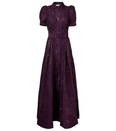 Rebecca Vallance Afina belted floral brocade gown | Thumbnail 1