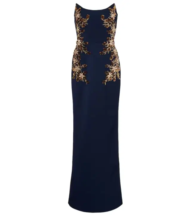 Orla embellished crêpe bustier gown